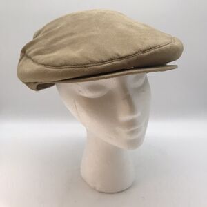 Xhilaration Newsboy Cap Womens OSFM Khaki Faux Suede Flat Cabbie Hat Appx. 21 in